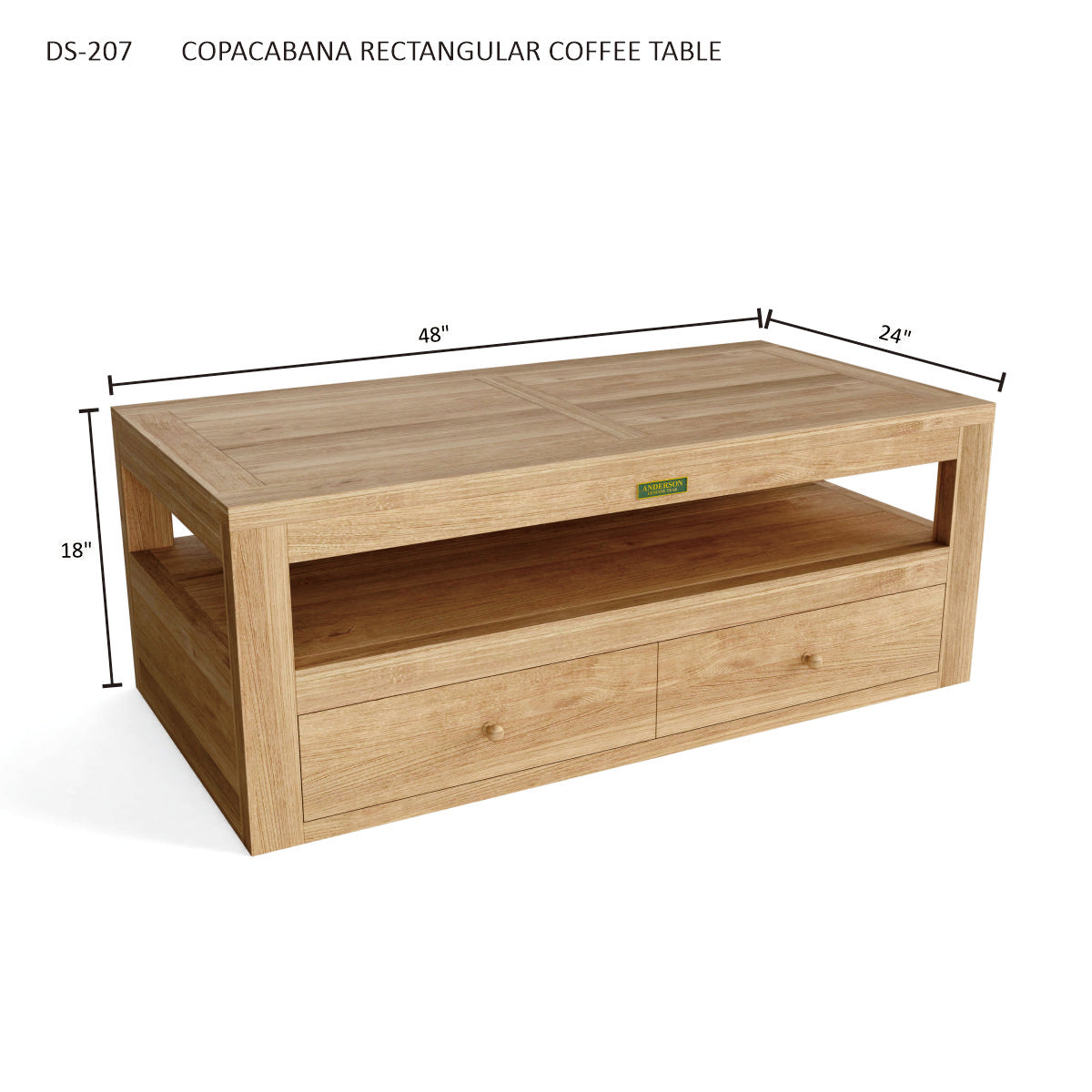 Anderson Teak Copacabana Rectangular Coffee Table – Solid Teak Outdoor Patio Table