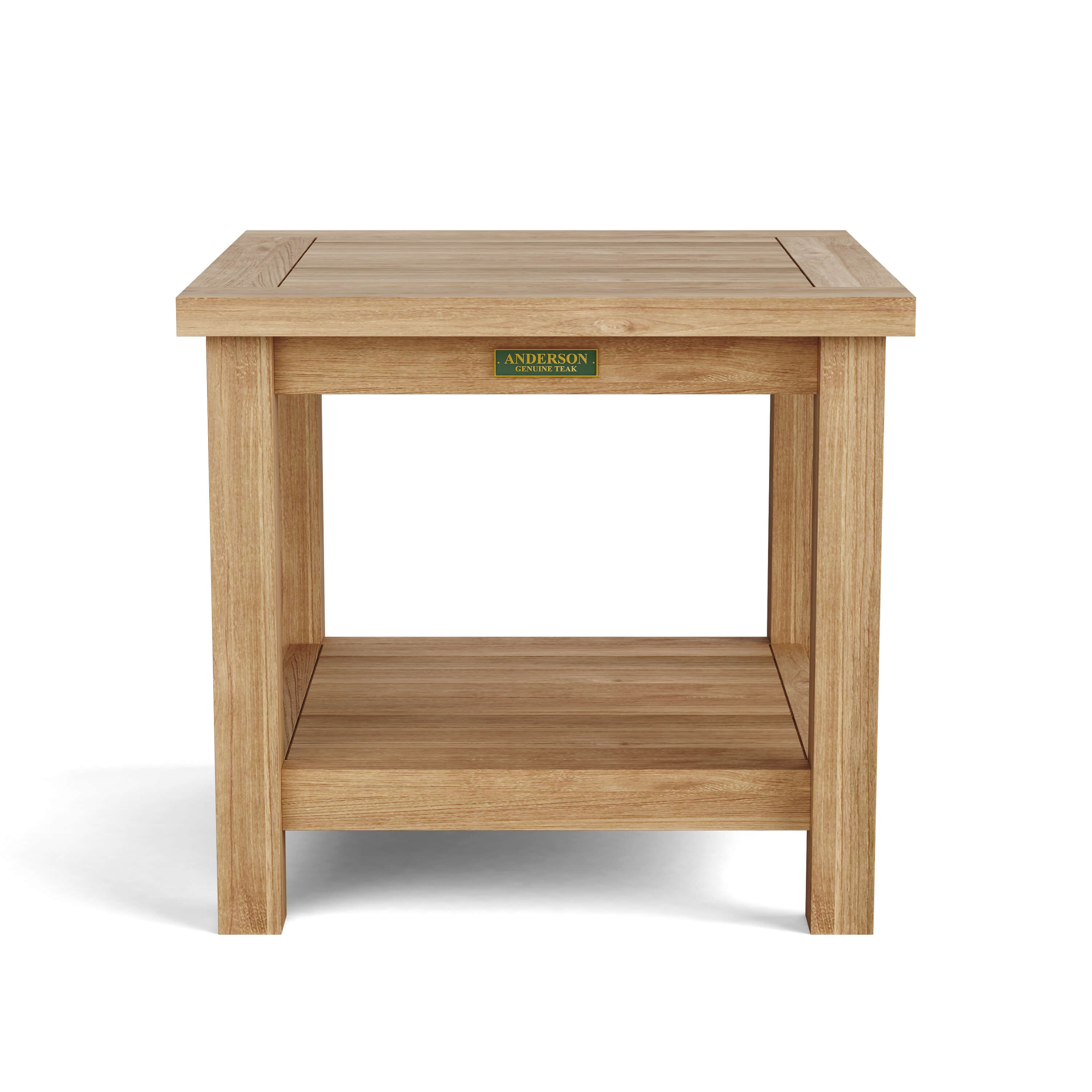 Anderson Teak Bahama 22″ Square 2-Tier Side Table – Solid Teak Outdoor End Table