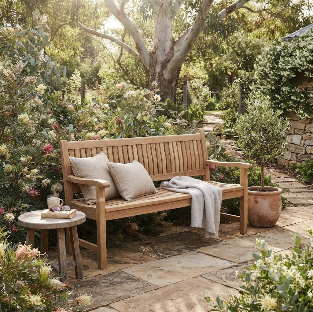 Anderson Teak Del-Amo 4-Seater Bench – Solid Teak Outdoor Garden Bench