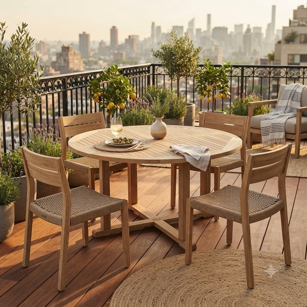 Anderson Teak Tosca 59″ Round Dining Table – Solid Teak Outdoor Patio Table