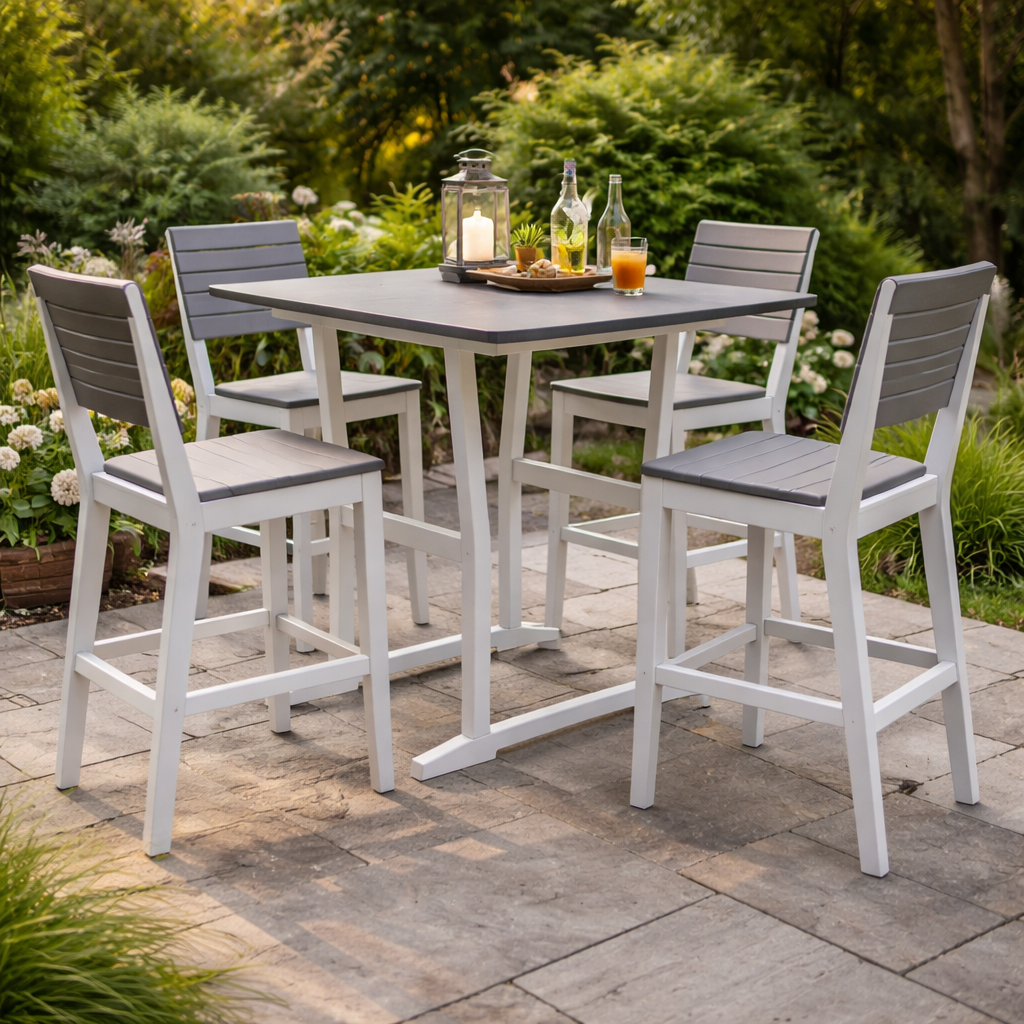 Seaside Coastline Cafe Square Dining Table – Modern Outdoor Patio Table