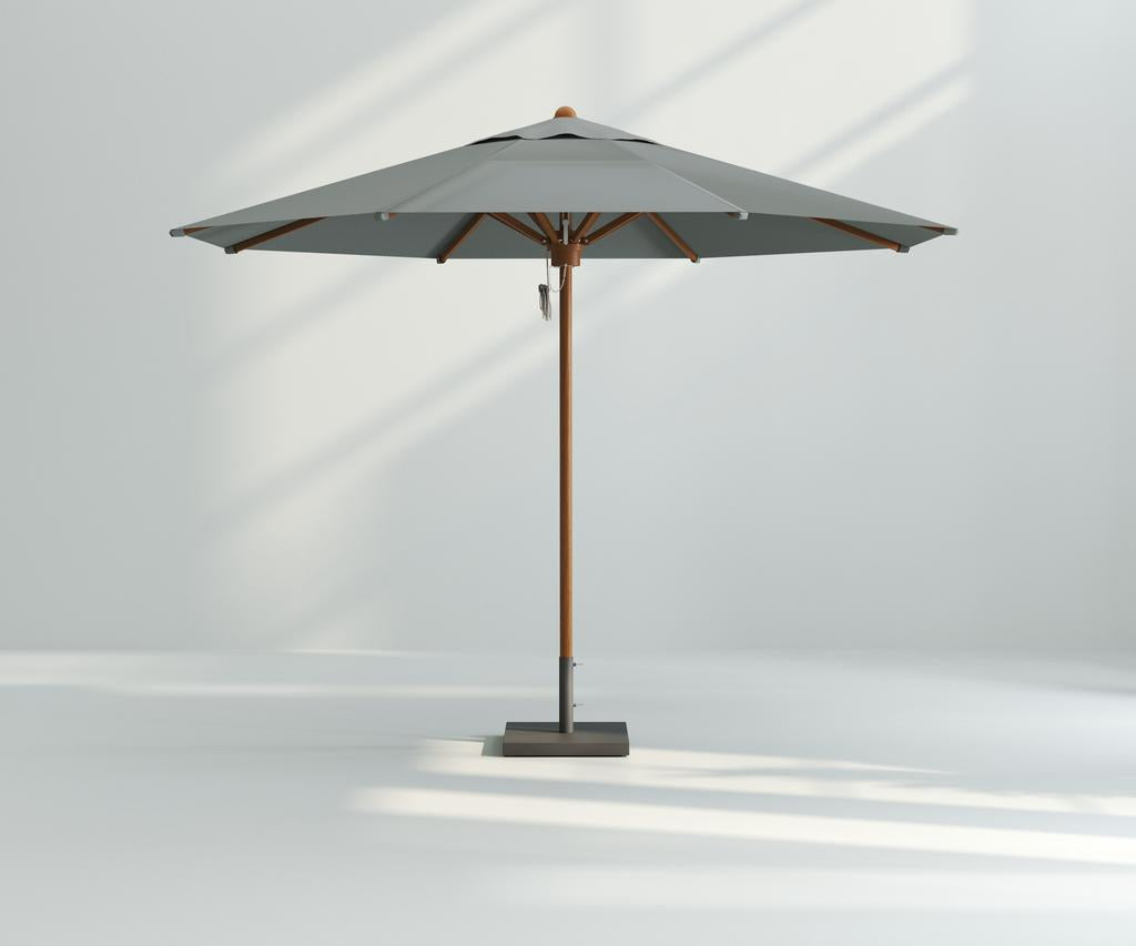 Bay Parasol Round 300 - Wood Grain Powder Coated SS~~