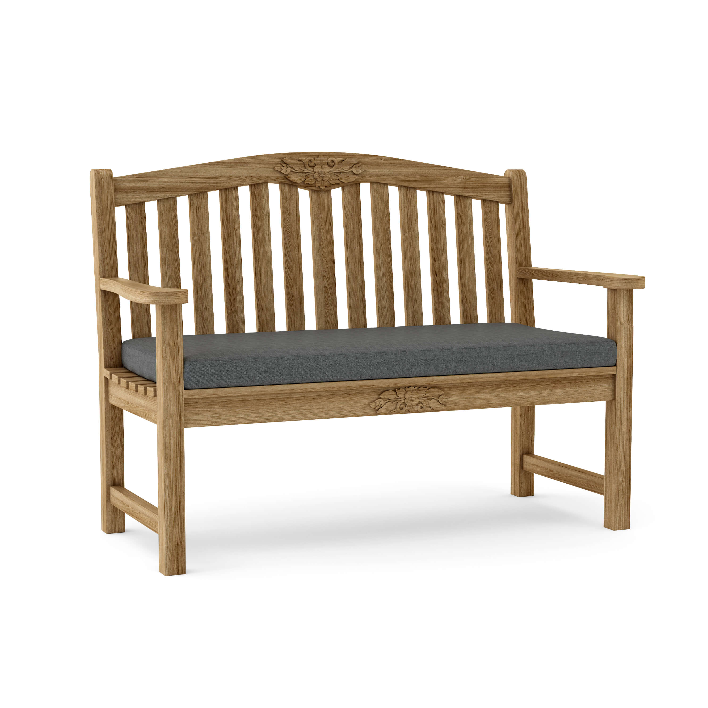 Anderson Teak Rose 50″ Round Bench – Hand-Carved Solid Teak Outdoor Garden Bench