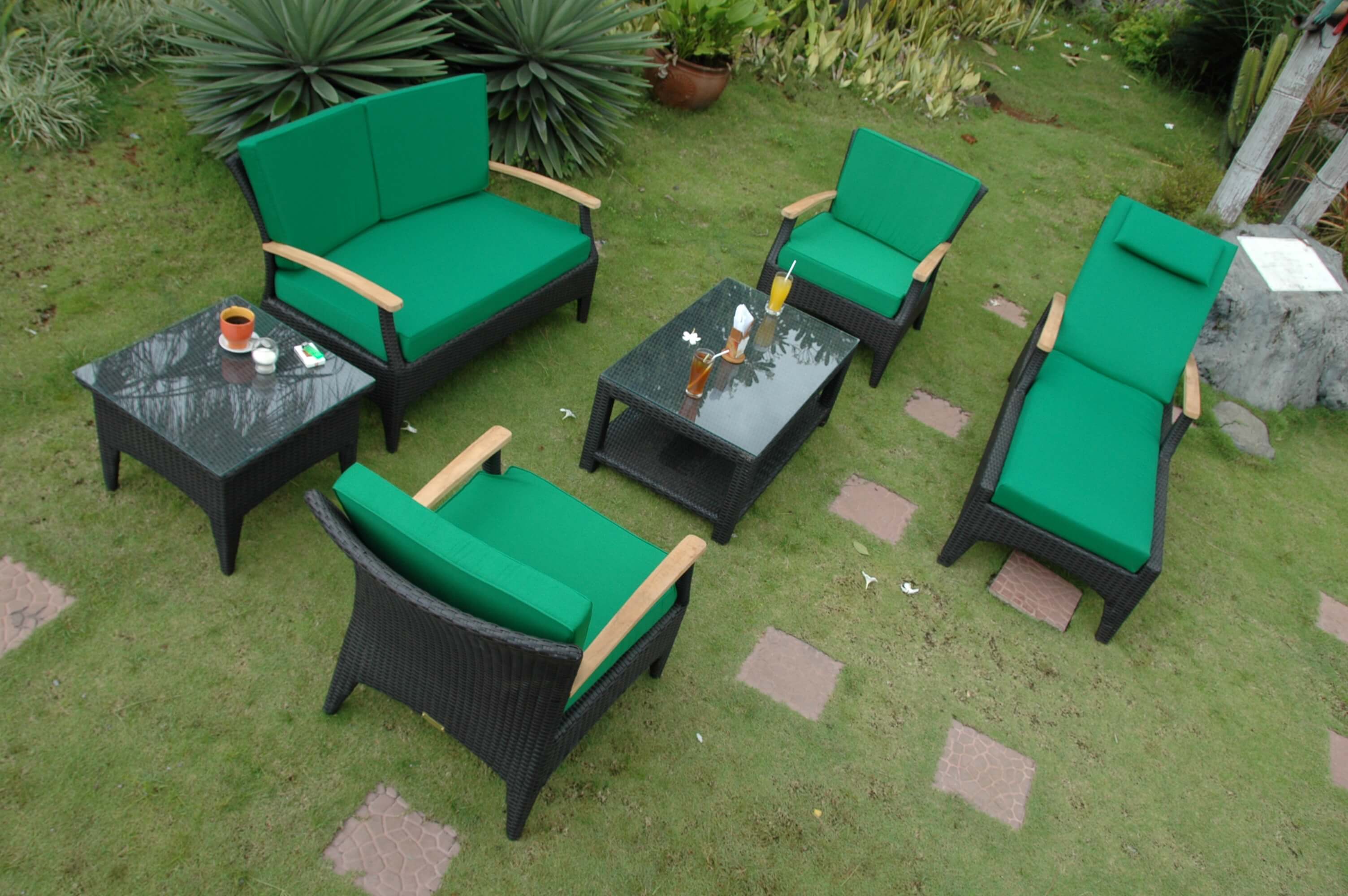 Anderson Teak Bellagio 5-Piece Outdoor Deep Seating Set All-Weather Wicker Lounge Set