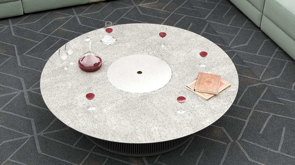 Rizo Coffee Table With Ice Bucket - Ceramic Top - Ambiance Image~~