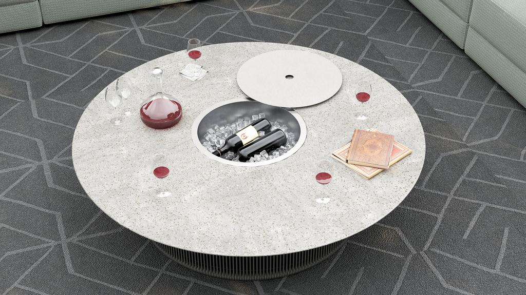 Rizo Coffee Table With Ice Bucket - Ceramic Top - Ambiance Image~~