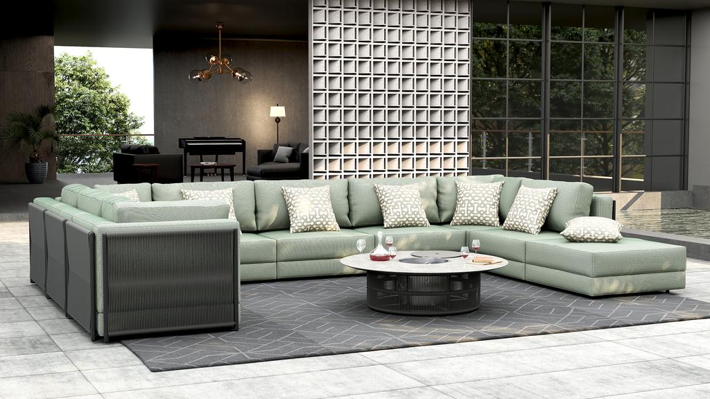 Rizo Coffee Table With Ice Bucket - Ceramic Top - Ambiance Image~~