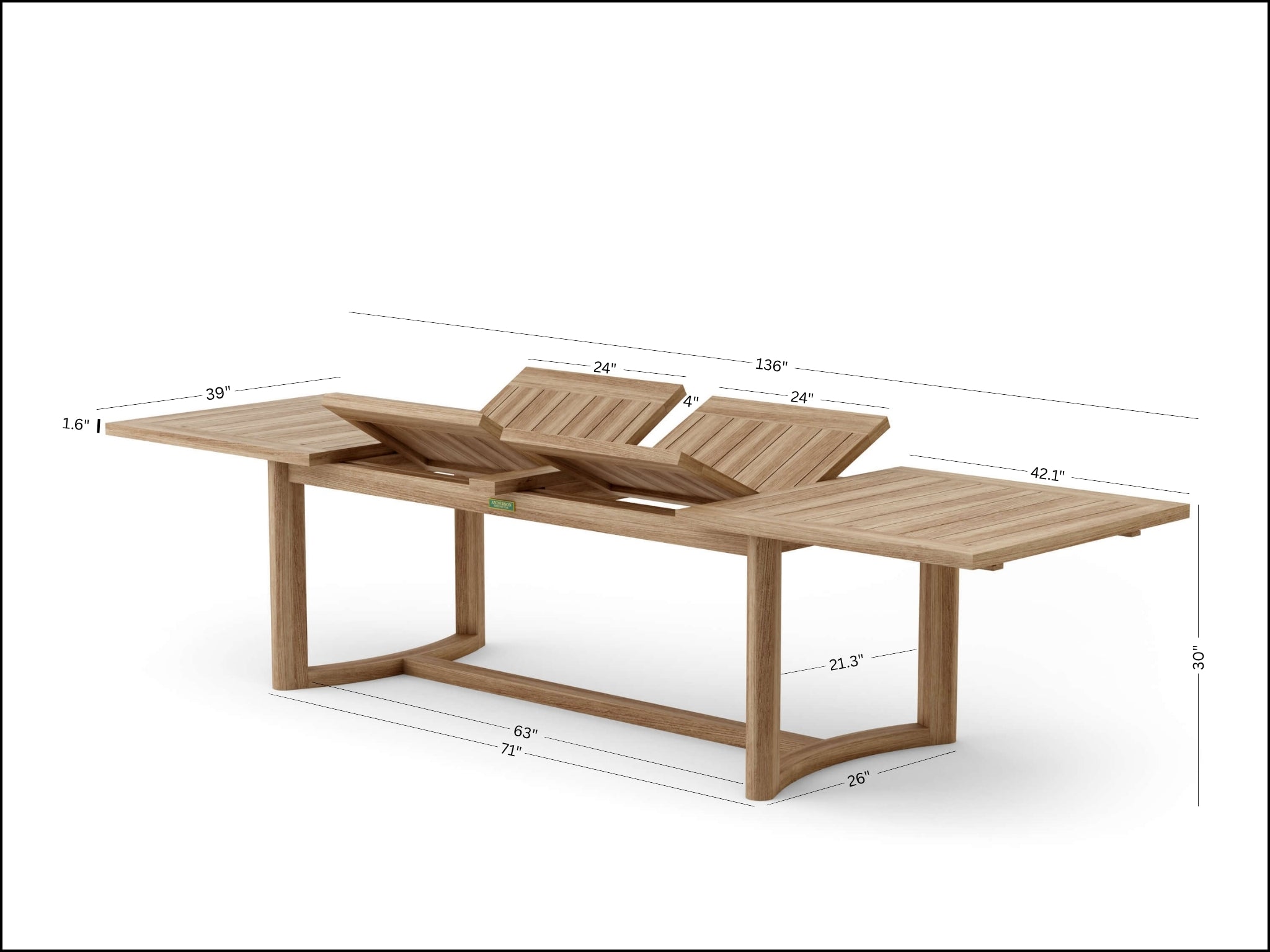 Anderson Teak Catania Extension Dining Table – Large Teak Outdoor Patio Table