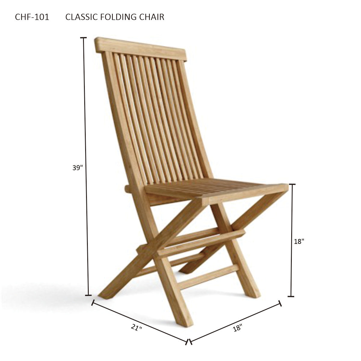 Anderson Teak Classic Folding Chair (2-PC) – Solid Teak Outdoor Seating