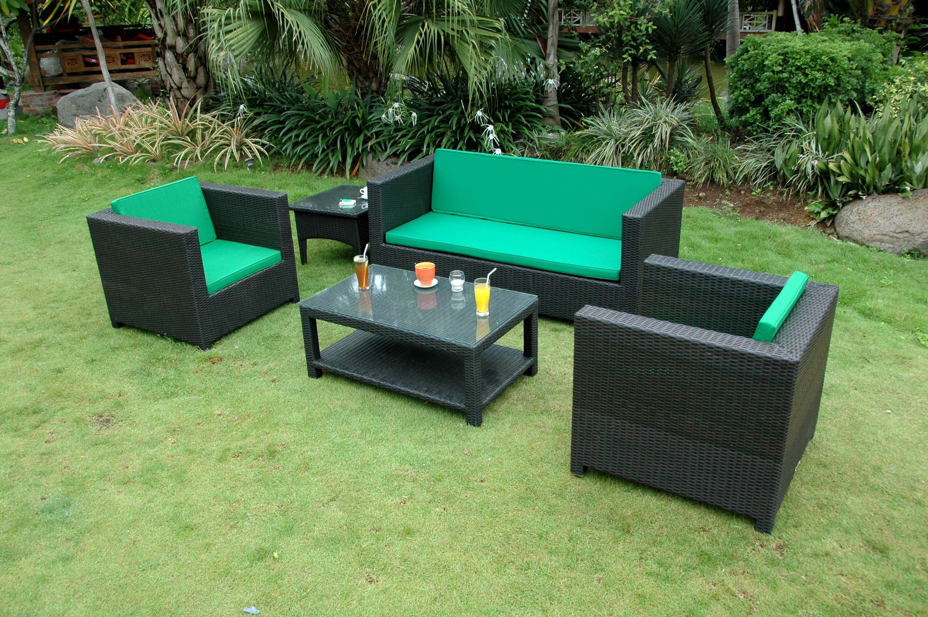 Anderson Teak Coto de Casa 4-Piece Outdoor Deep Seating Set Wicker Conversation Set