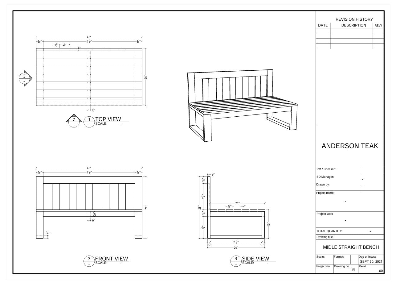 Anderson Teak Straight Modular Deep Seating Bench with Sunbrella Cushions 48" Teak Outdoor Bench