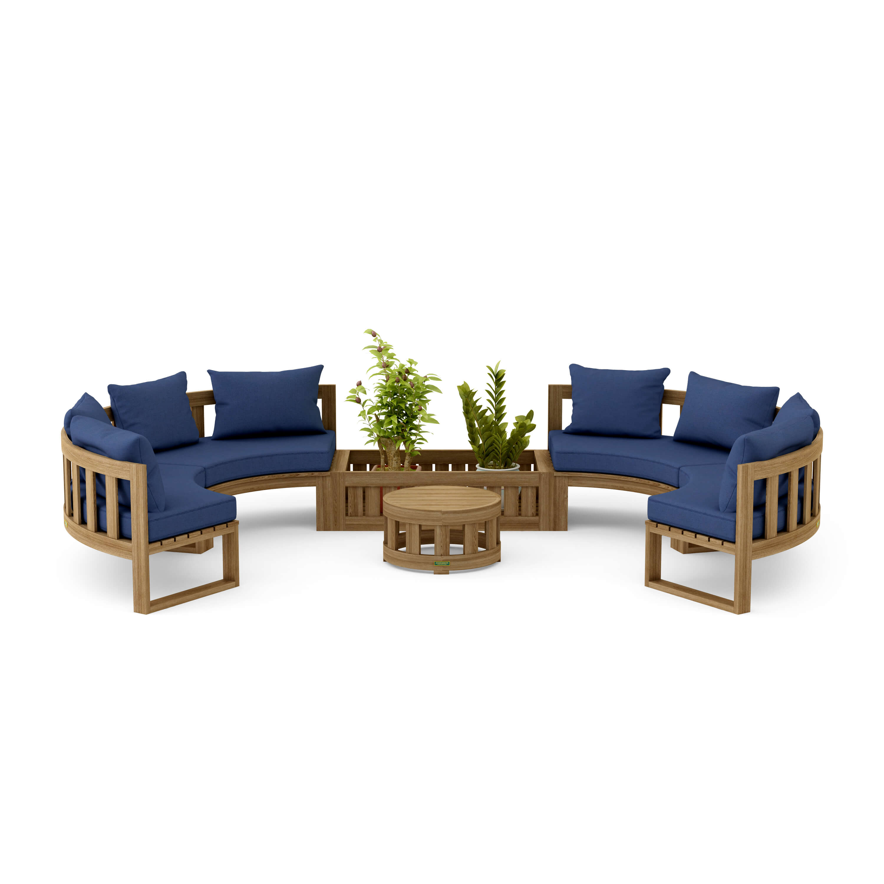 Anderson Teak – Circular Modular Deep Seating Set – 8-Person Teak Lounge