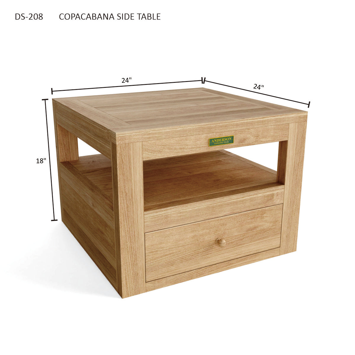 Anderson Teak Copacabana Side Table – Solid Teak Outdoor End Table
