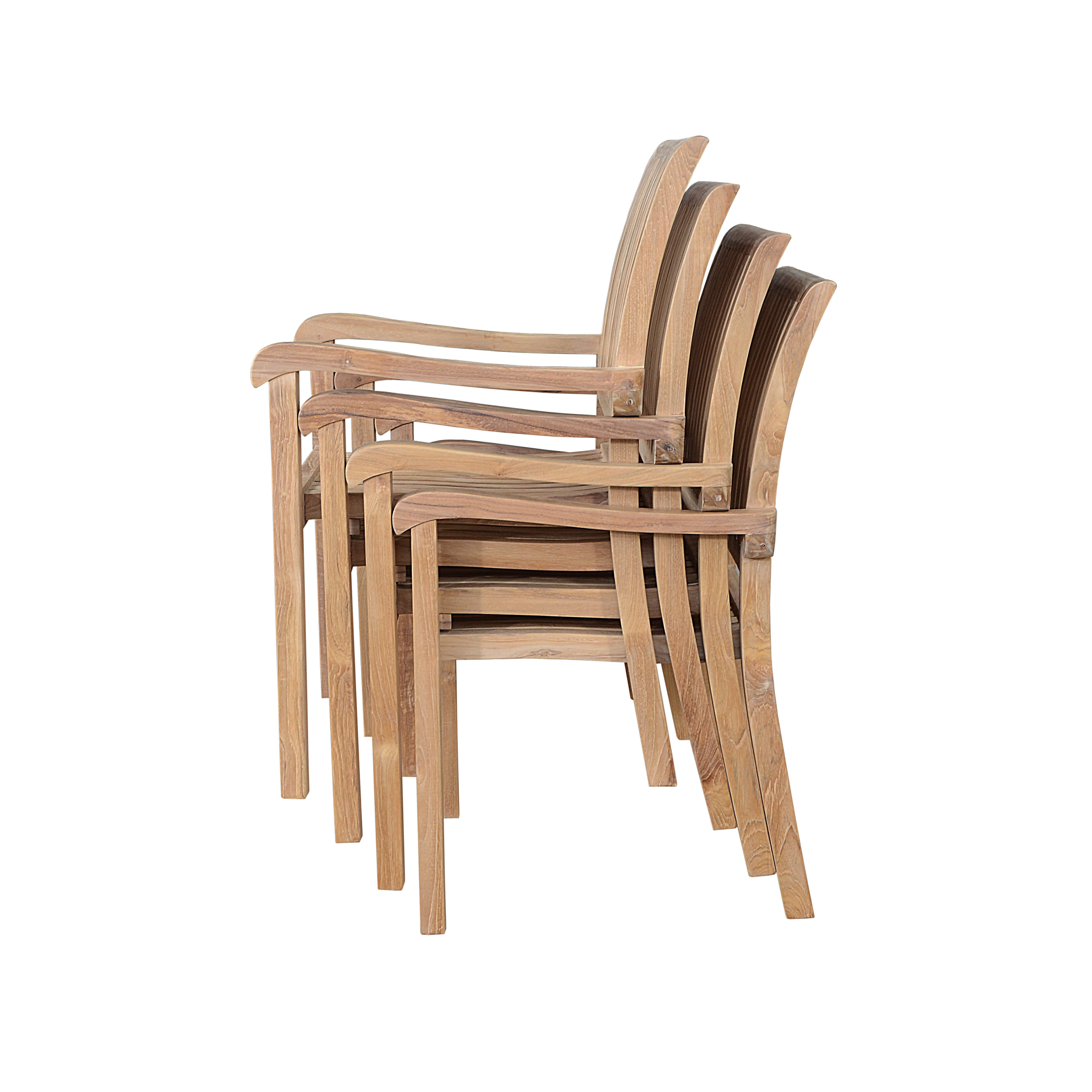 Anderson Teak Aspen Stacking Armchair(4-PCS) – Solid Teak Outdoor Seating