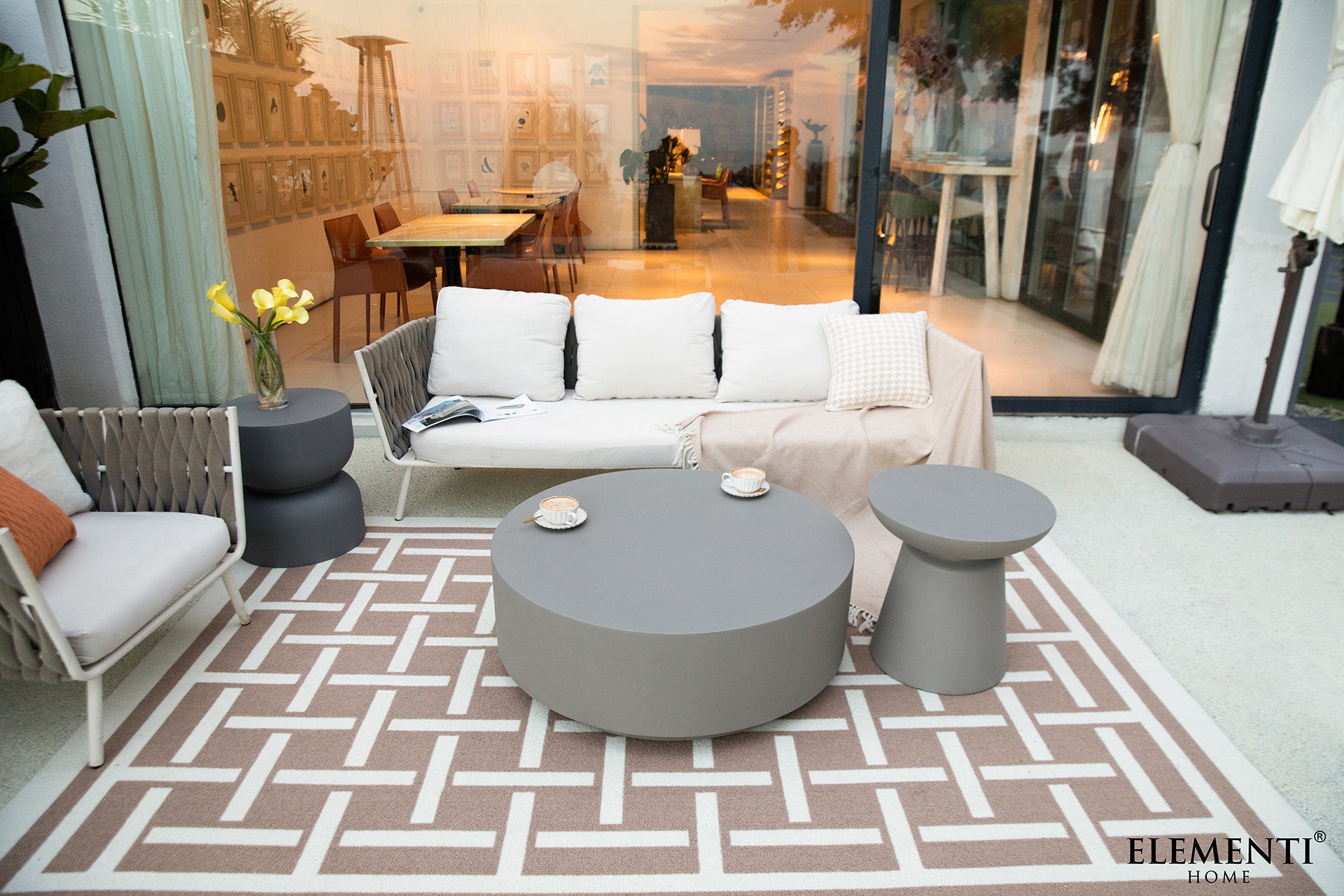 Elementi Rome 40″ Round Concrete Coffee Table