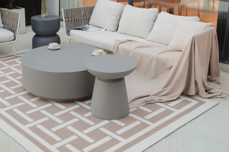 Elementi Home Kylix 20″ Round Slate Black Concrete Side Table