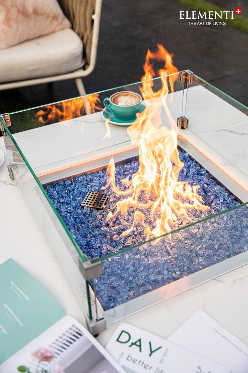 Elementi Plus Bianco Porcelain Fire Table