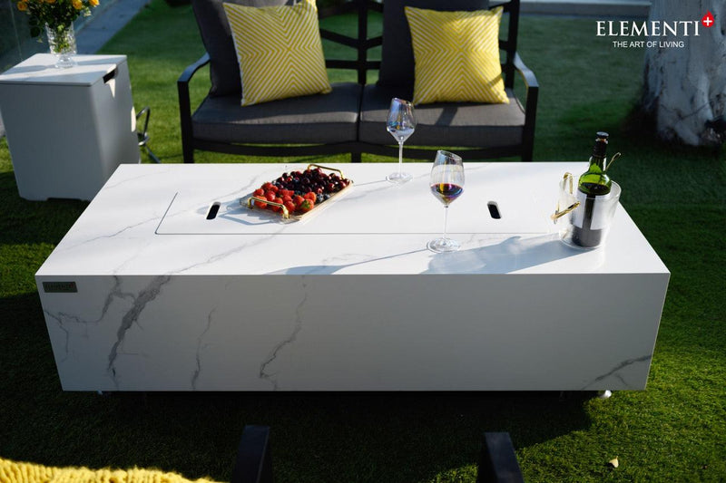 Elementi Plus Carrara Porcelain Fire Table