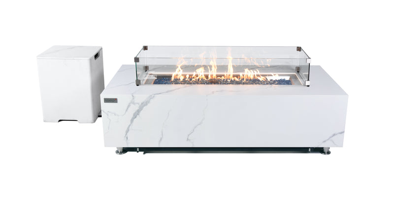 Elementi Plus Carrara Porcelain Fire Table