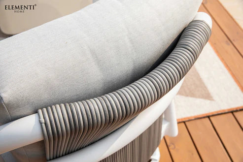 Elementi Santorini 33″ Square Aluminum Teak Outdoor Lounge Chair