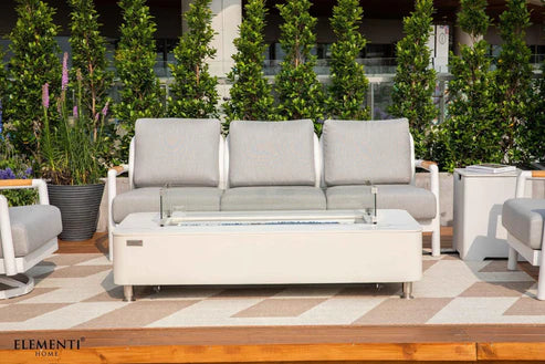 Elementi Santorini 82″ Rectangular Aluminum Teak Outdoor 3-Seat Sofa