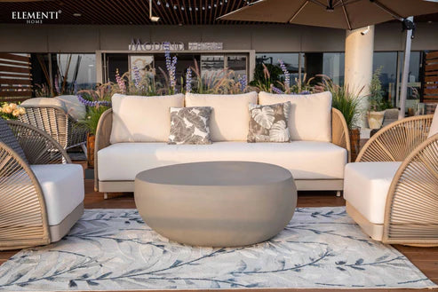 Elementi Malibu 89″ Rectangular Aluminum Teak Outdoor 3-Seat Sofa