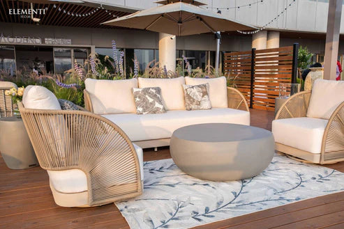 Elementi Malibu 30″ Square Aluminum Teak Outdoor Swivel Chair