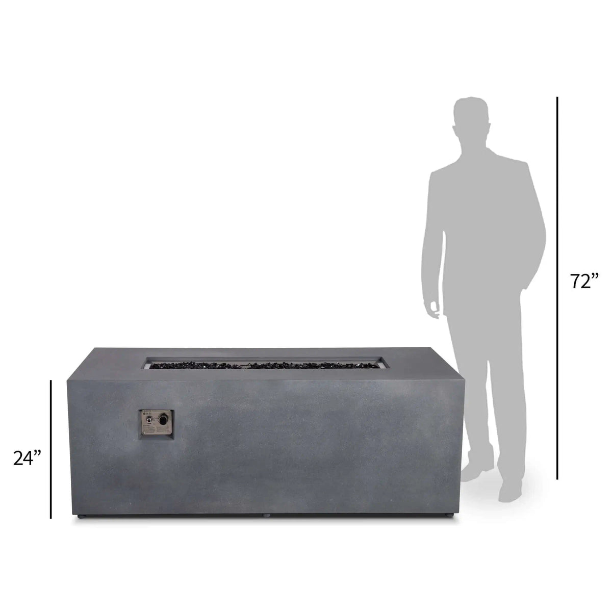 Flame Havens 68" x 30" Rectangle GFRC Concrete Propane Gas Fire Pit with Hidden Tank Drawer