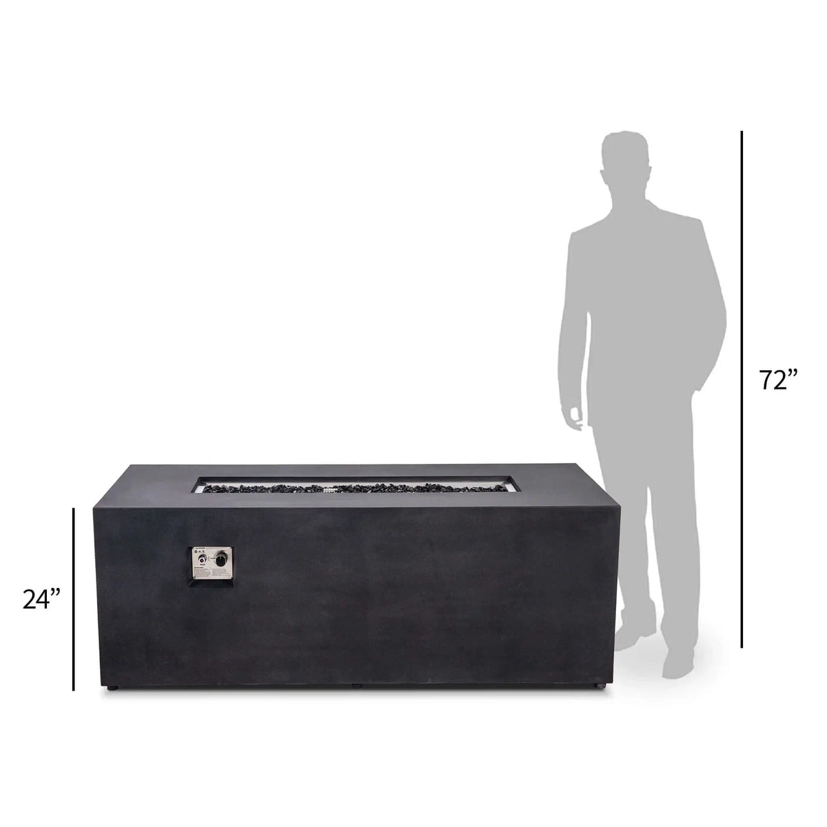 Flame Havens 68" x 30" Rectangle GFRC Concrete Propane Gas Fire Pit with Hidden Tank Drawer