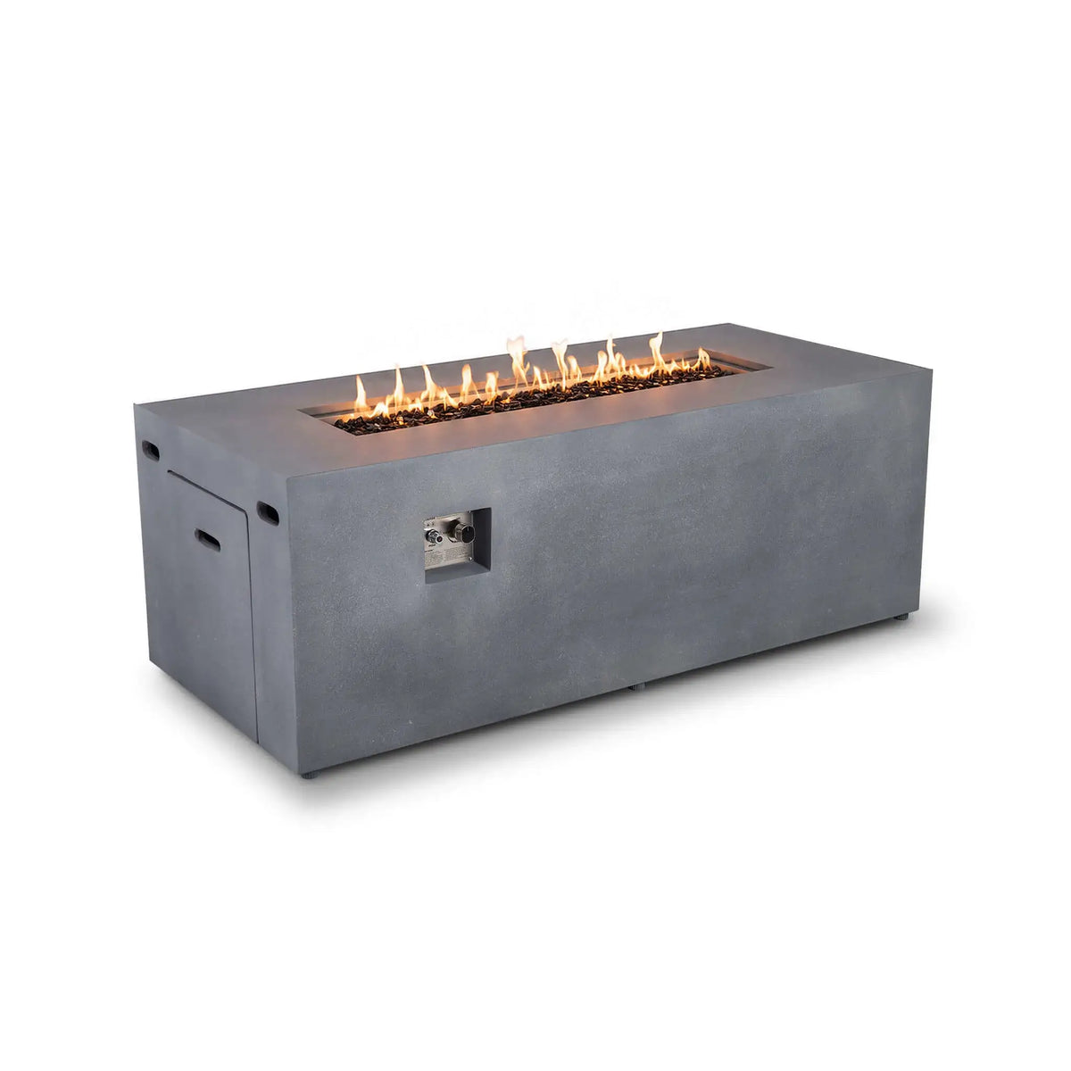 Flame Havens 68" x 30" Rectangle GFRC Concrete Propane Gas Fire Pit with Hidden Tank Drawer