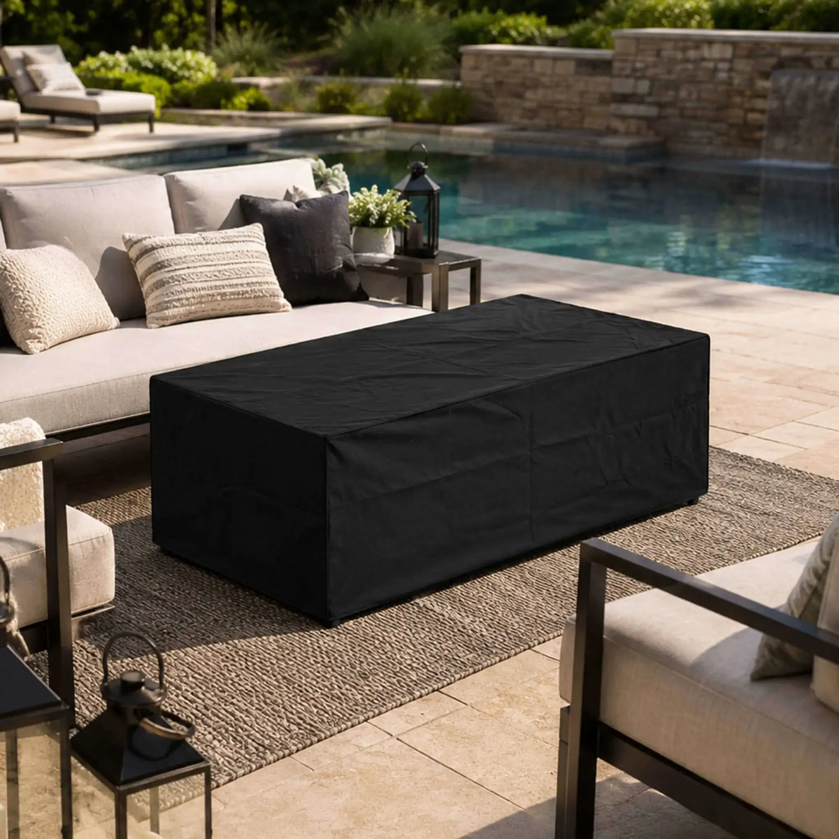 Flame Havens 68" x 30" Rectangle GFRC Concrete Propane Gas Fire Pit with Hidden Tank Drawer