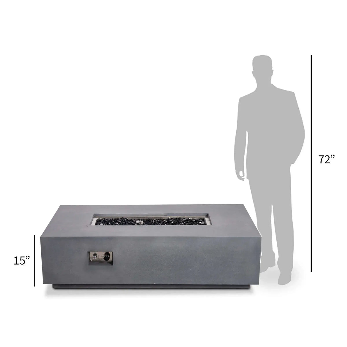 Flame Havens 56" x 30" Rectangle GFRC Concrete Natural Gas Fire Pit