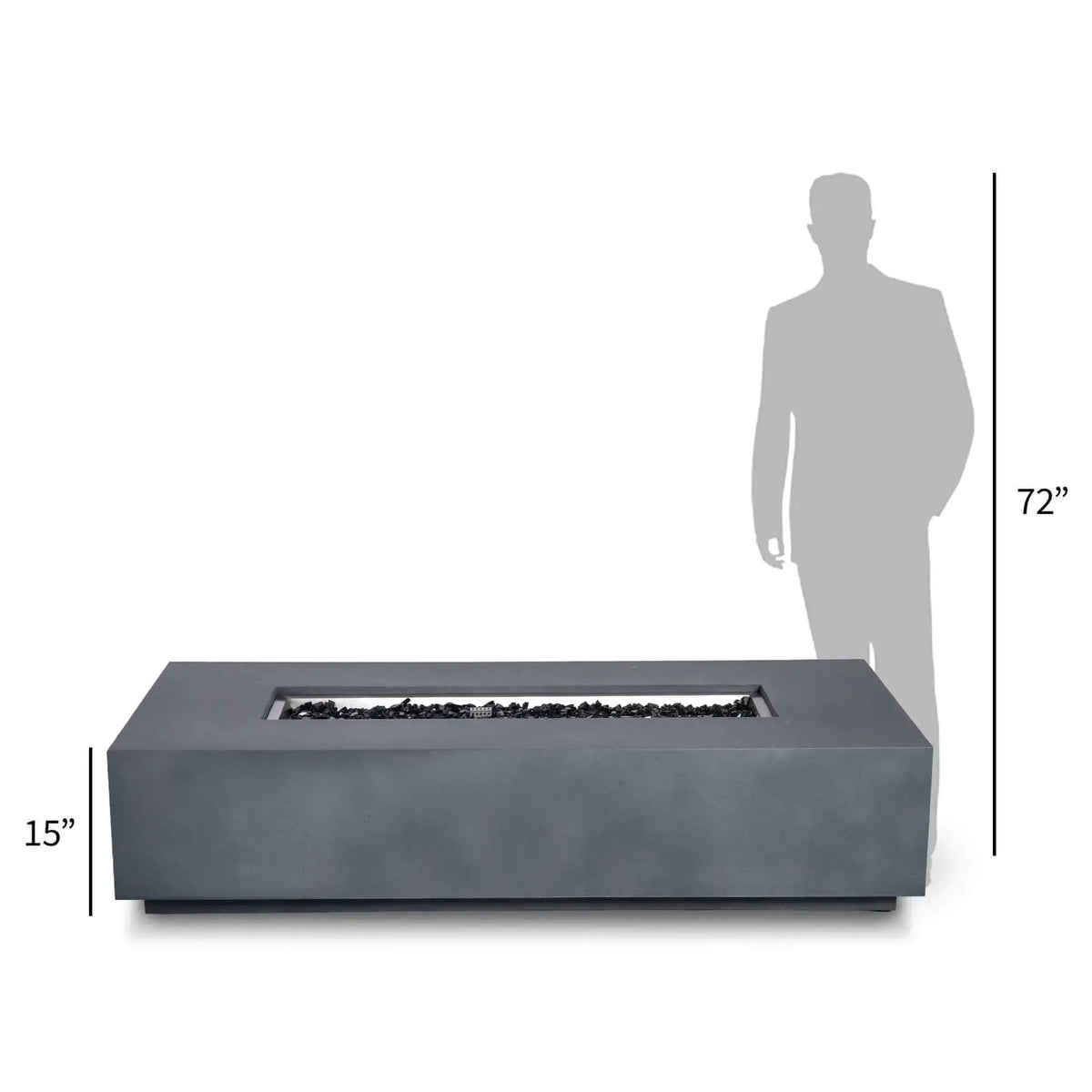 Flame Havens 68" x 30" Rectangle GFRC Concrete Natural Gas Fire Pit