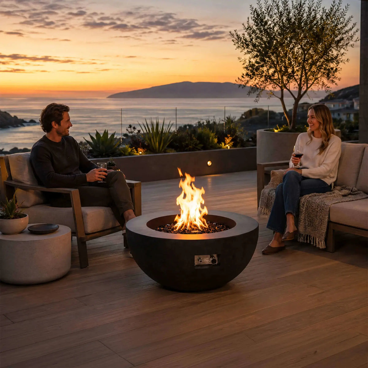 Flame Havens 36” Round Natural Gas GFRC Fire Pit