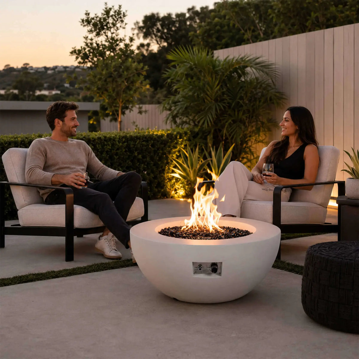 Flame Havens 36” Round Natural Gas GFRC Fire Pit