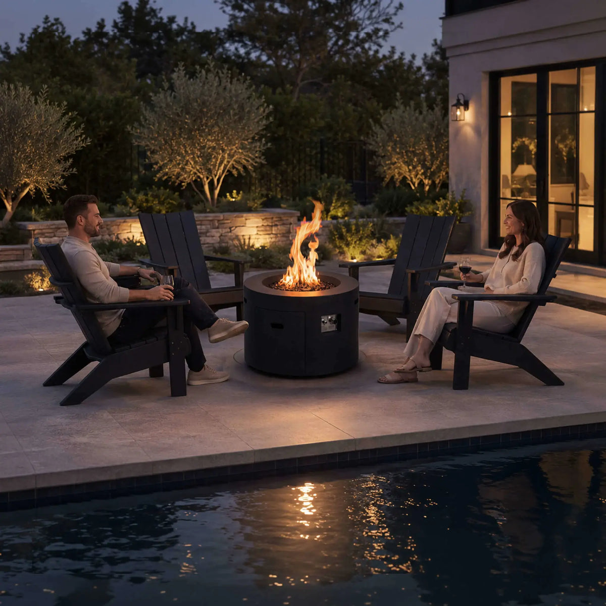 Flame Havens 36” Round Propane Gas GFRC Fire Pit