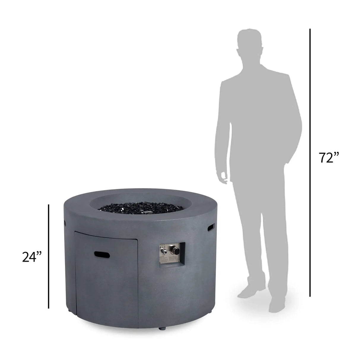Flame Havens 36” Round Propane Gas GFRC Fire Pit