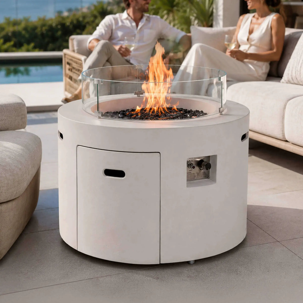 Flame Havens 36” Round Propane Gas GFRC Fire Pit