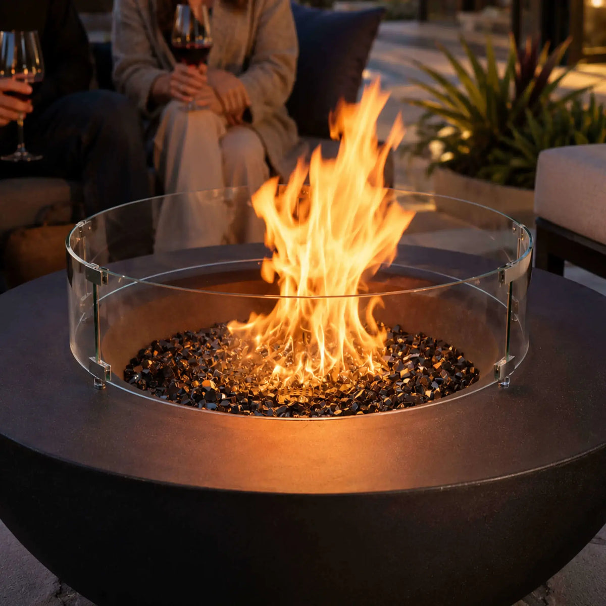 Flame Havens 28" Diameter x 7" Tall Tempered Glass Wind Guard