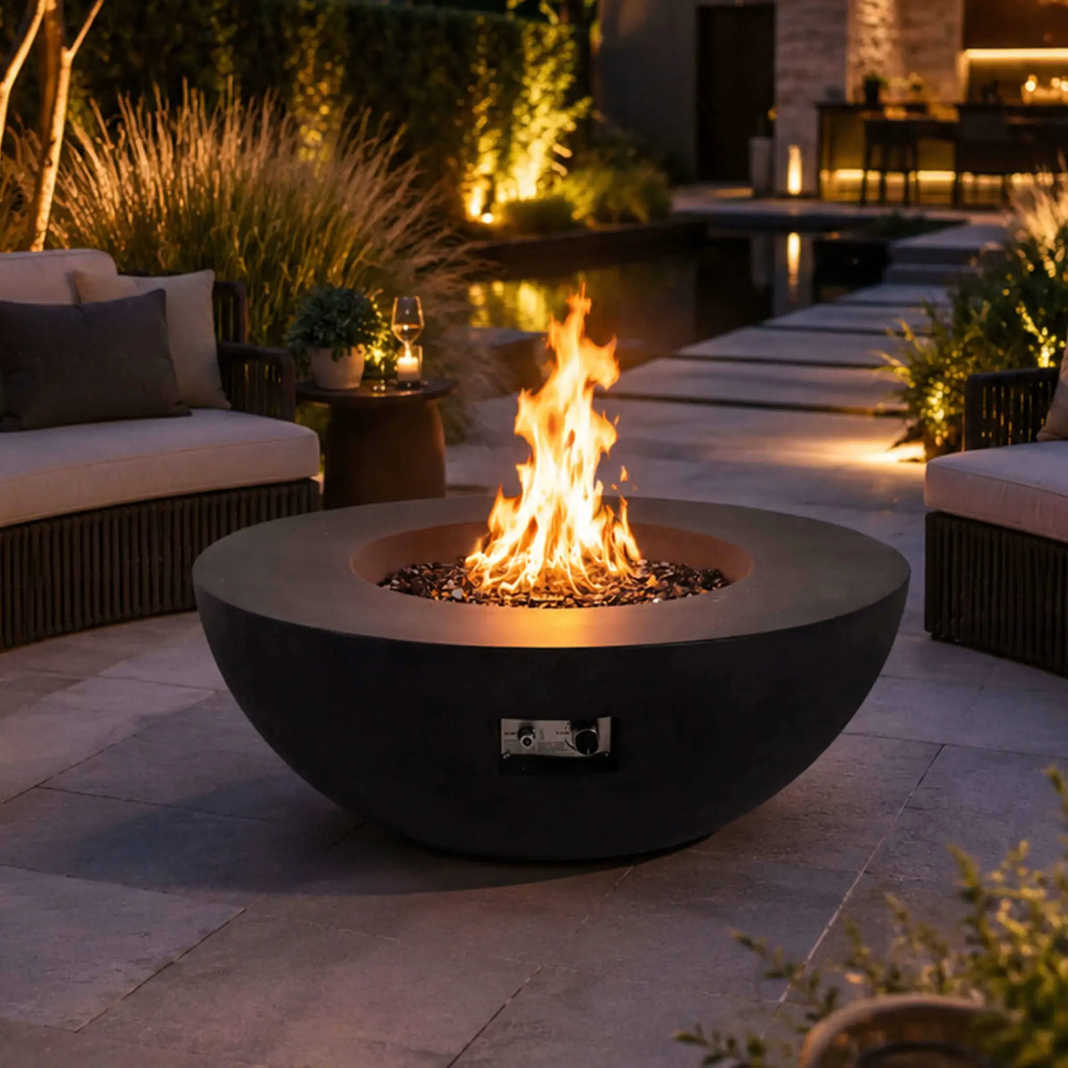 Flame Havens 43" Round GFRC Concrete Natural Gas Fire Pit