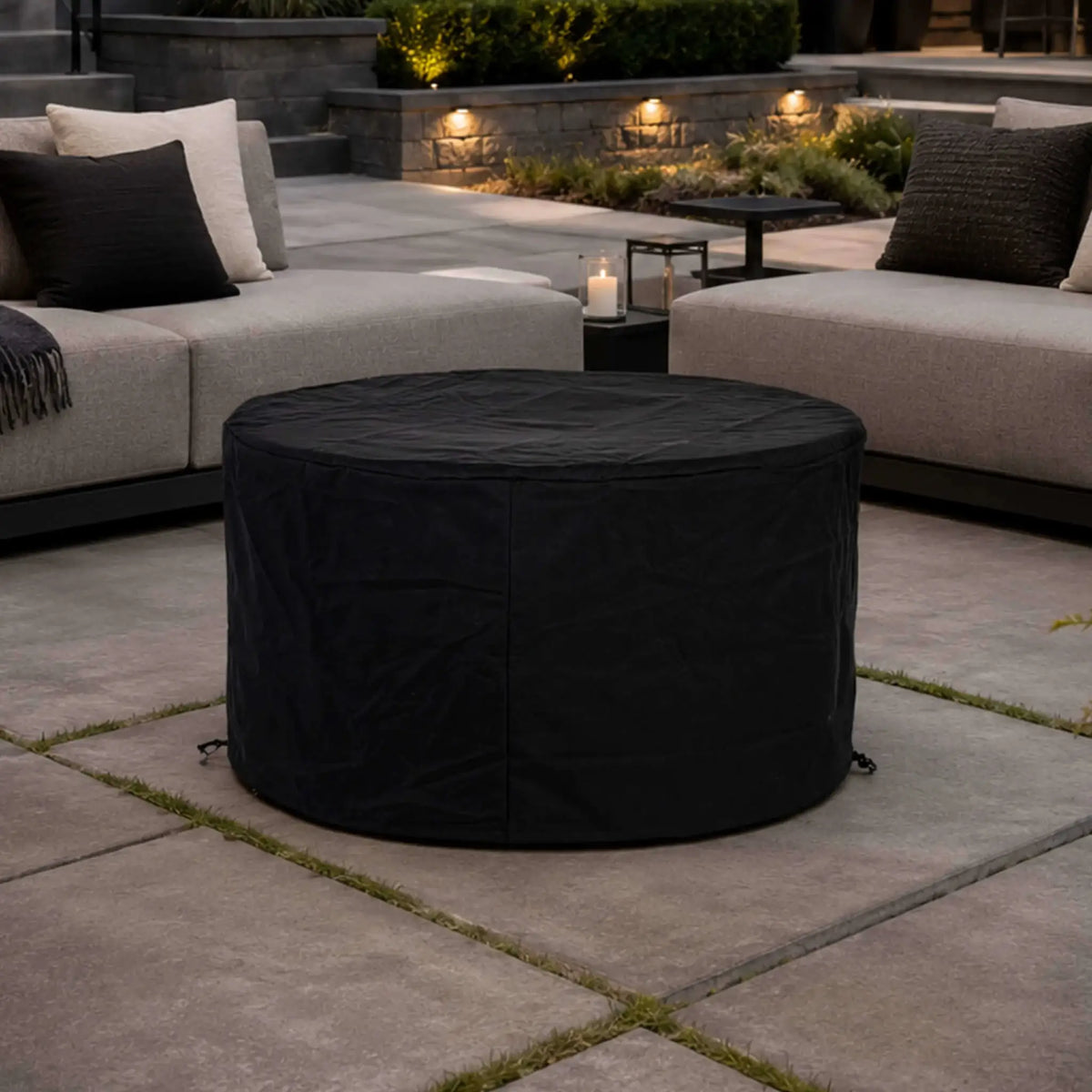 Flame Havens 43" Round GFRC Concrete Propane Gas Fire Pit with Hidden Tank Drawer
