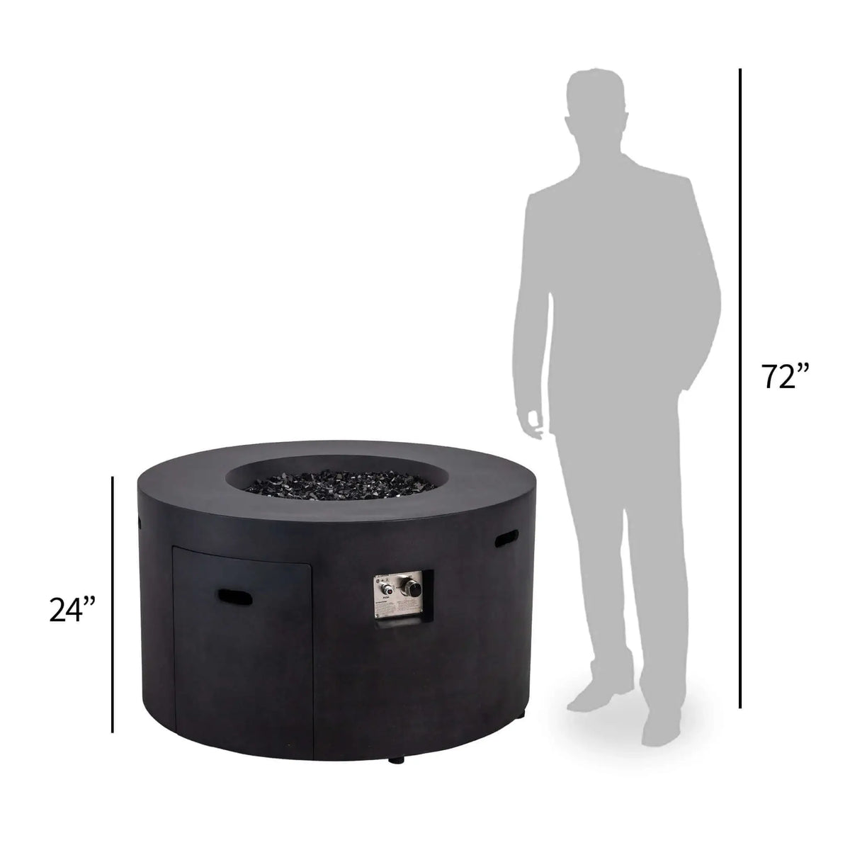 Flame Havens 43" Round GFRC Concrete Propane Gas Fire Pit with Hidden Tank Drawer