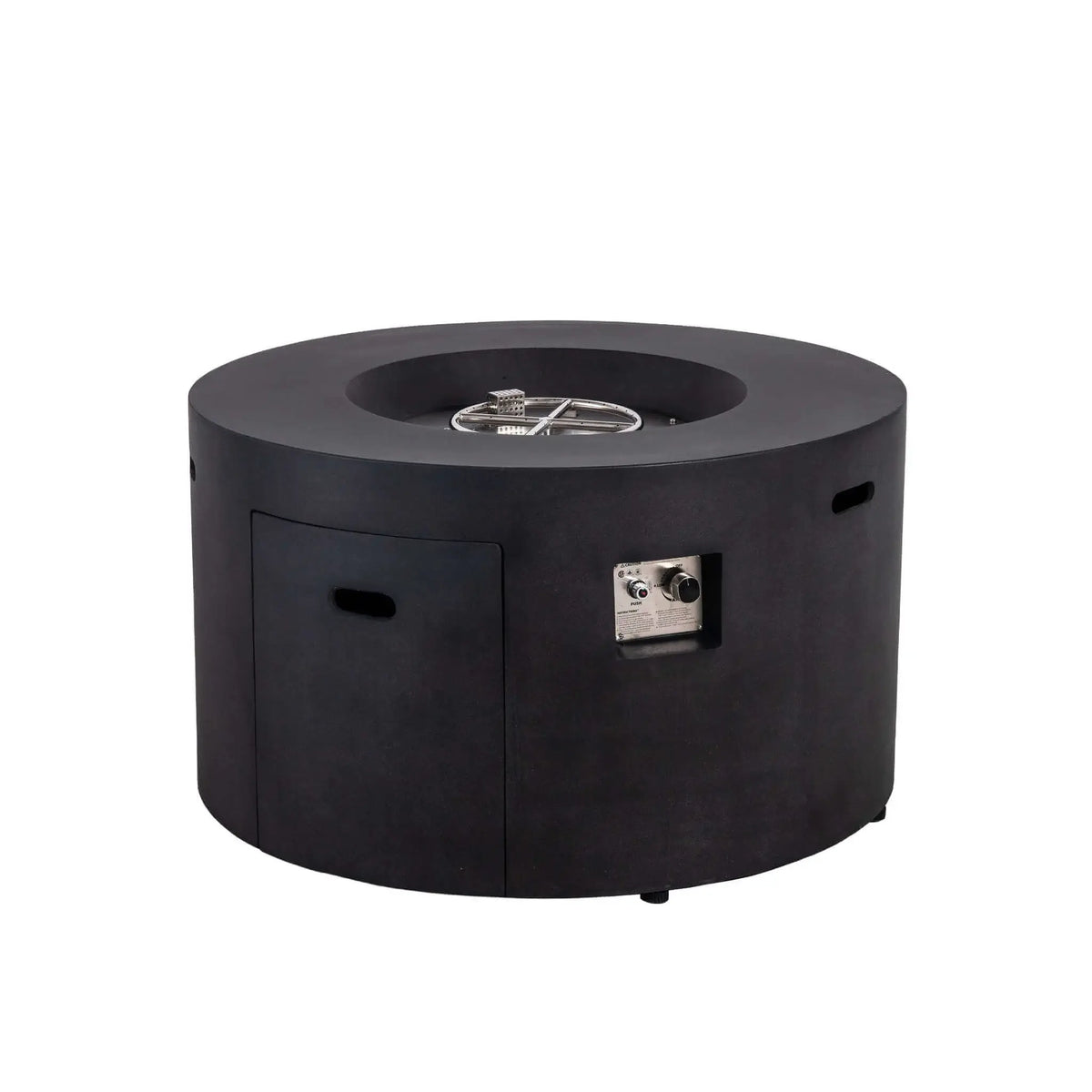 Flame Havens 43" Round GFRC Concrete Propane Gas Fire Pit with Hidden Tank Drawer