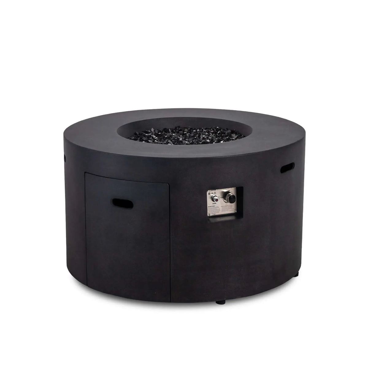 Flame Havens 43" Round GFRC Concrete Propane Gas Fire Pit with Hidden Tank Drawer