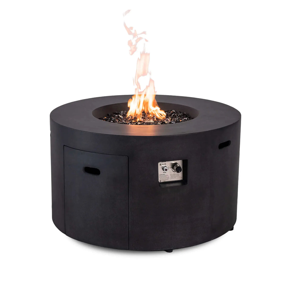 Flame Havens 43" Round GFRC Concrete Propane Gas Fire Pit with Hidden Tank Drawer