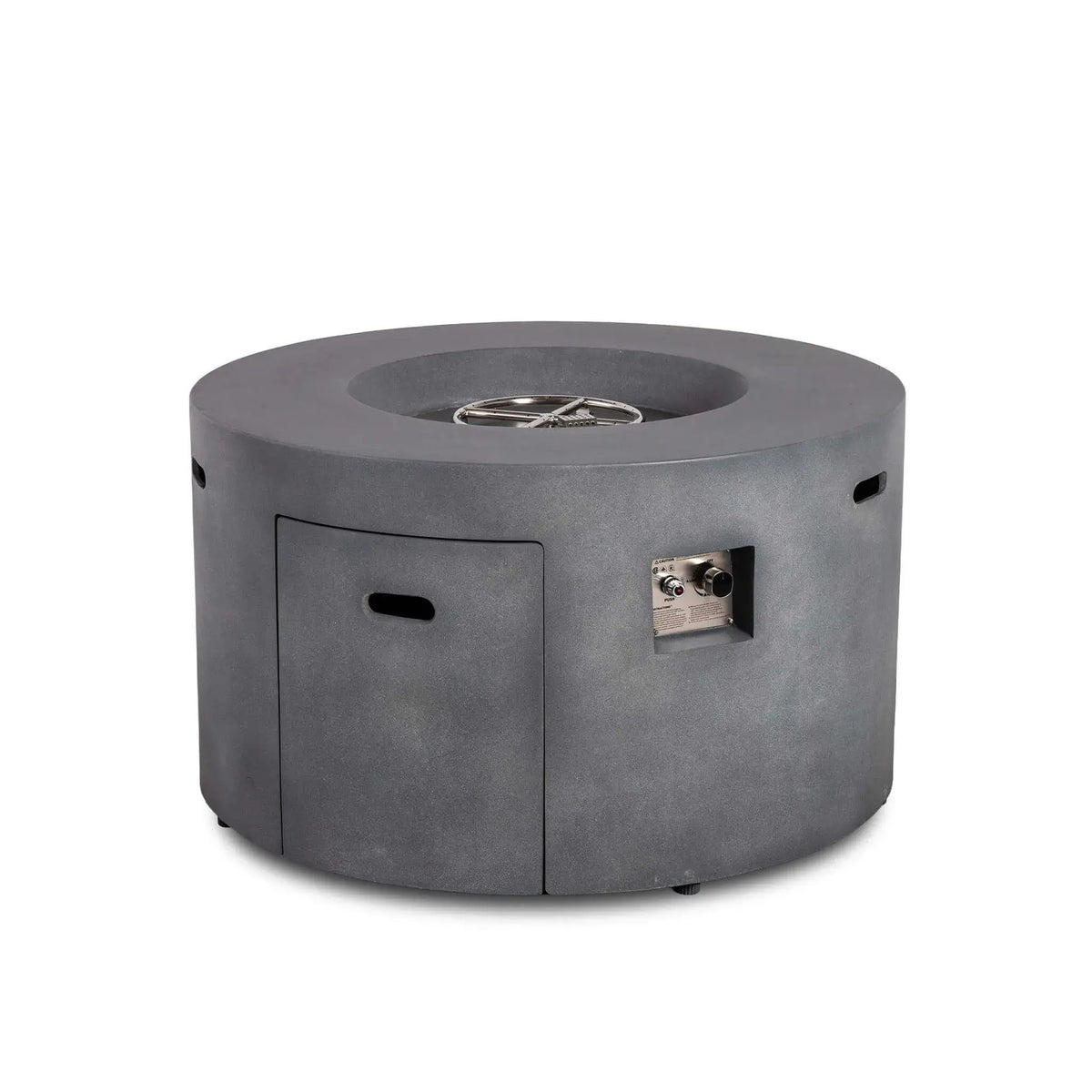 Flame Havens 43" Round GFRC Concrete Propane Gas Fire Pit with Hidden Tank Drawer
