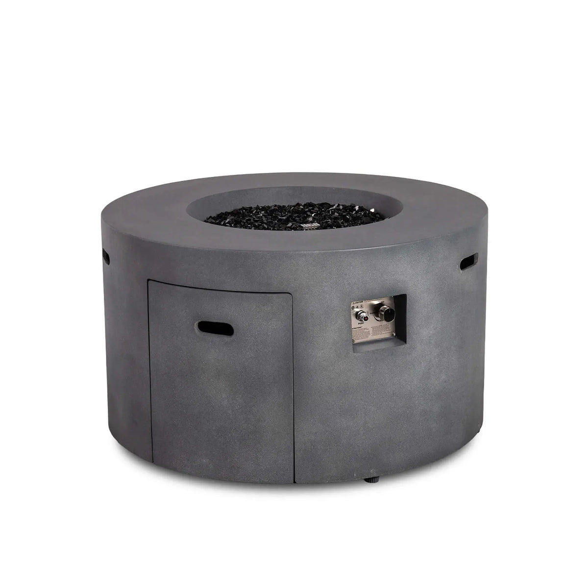 Flame Havens 43" Round GFRC Concrete Propane Gas Fire Pit with Hidden Tank Drawer