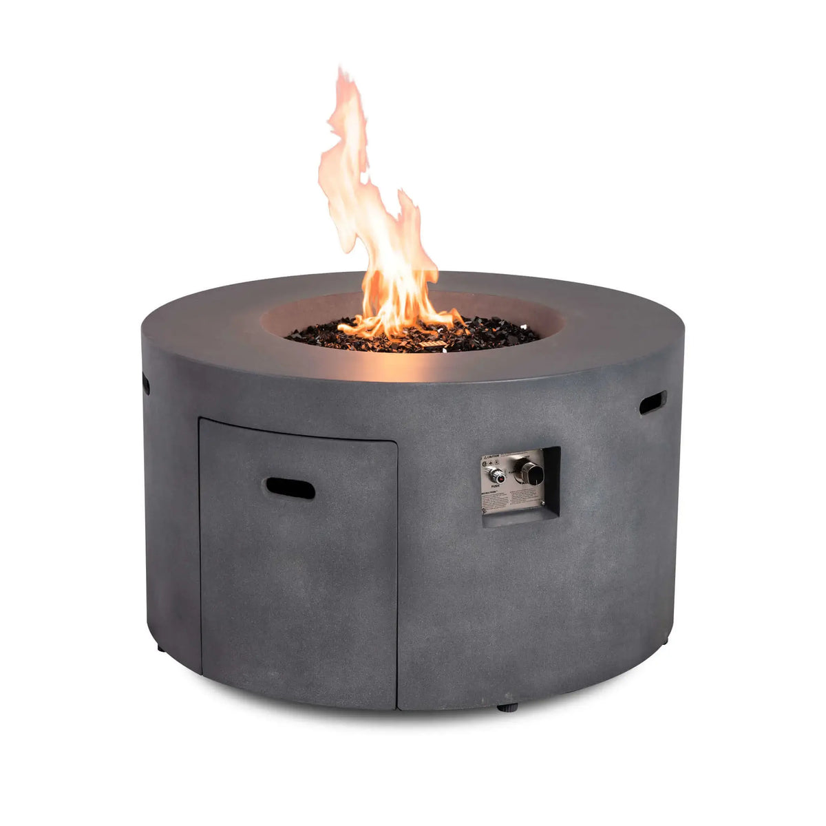 Flame Havens 43" Round GFRC Concrete Propane Gas Fire Pit with Hidden Tank Drawer