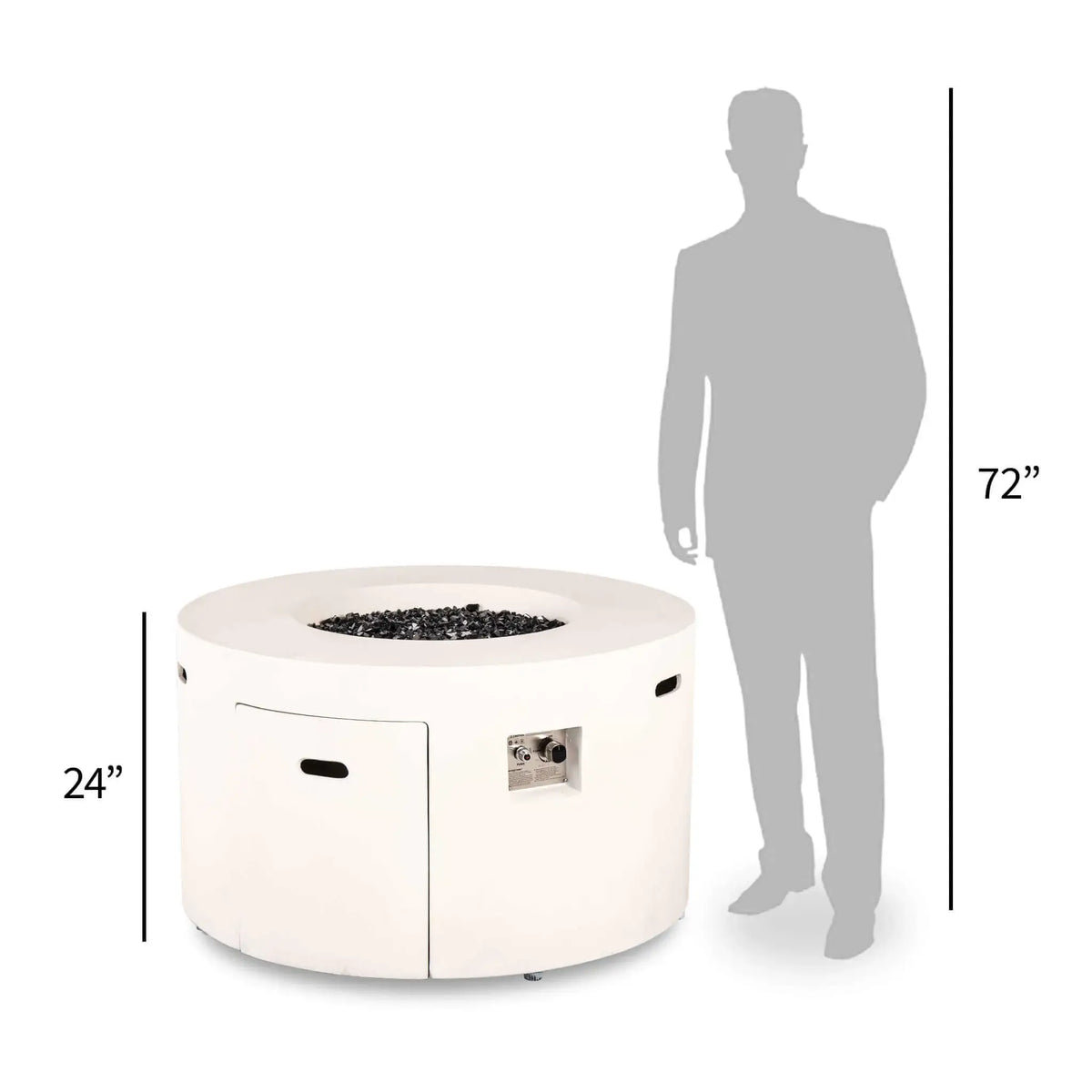 Flame Havens 43" Round GFRC Concrete Propane Gas Fire Pit with Hidden Tank Drawer