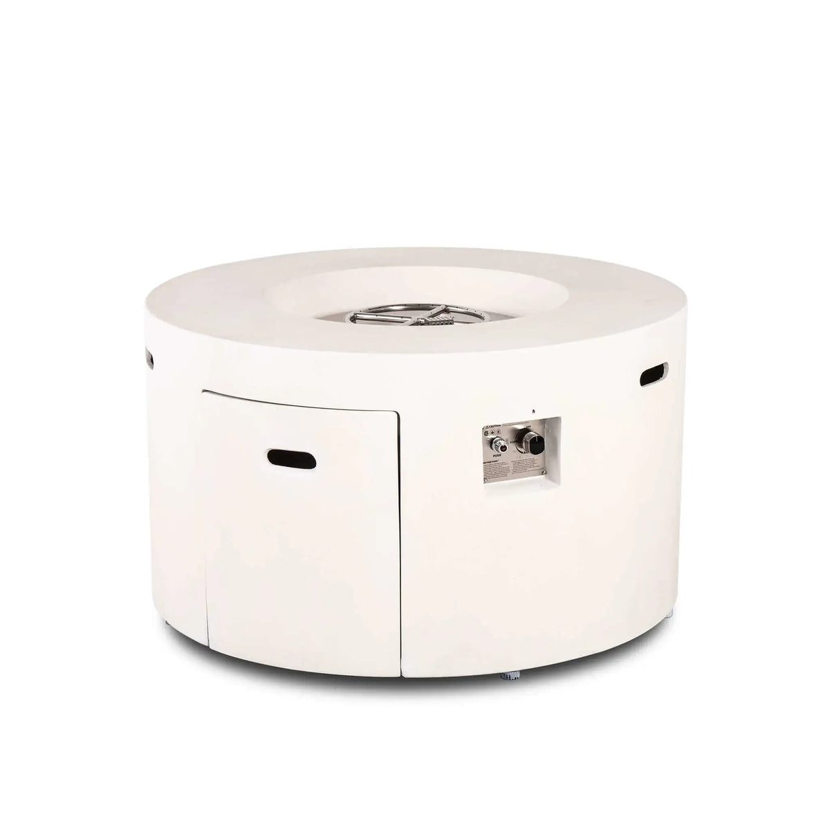 Flame Havens 43" Round GFRC Concrete Propane Gas Fire Pit with Hidden Tank Drawer